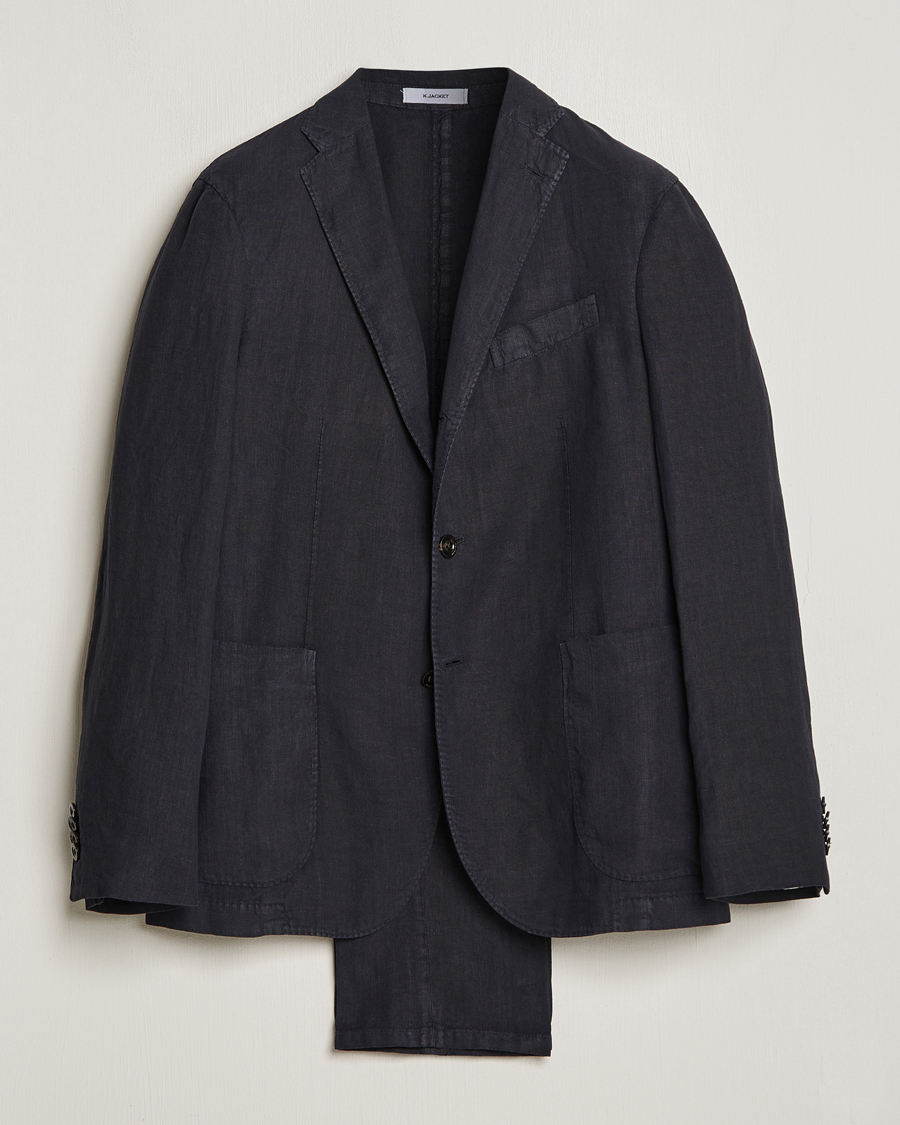 Hombres | Trajes | Boglioli | K Jacket Linen Suit Navy