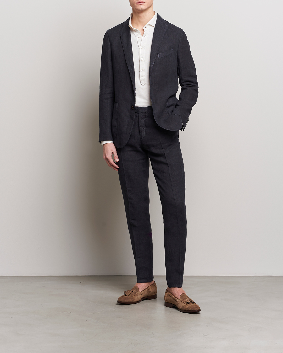 Hombres | Trajes | Boglioli | K Jacket Linen Suit Navy