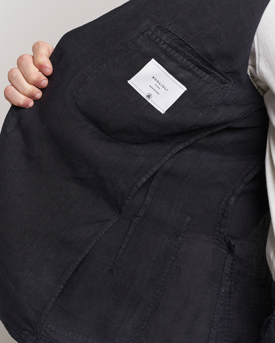 Hombres | Trajes | Boglioli | K Jacket Linen Suit Navy