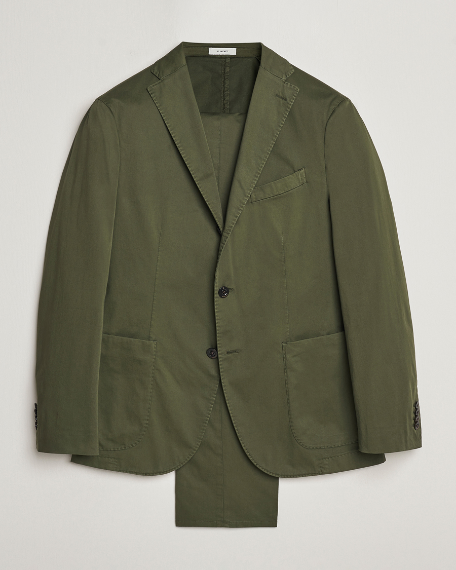 Hombres | Trajes | Boglioli | K Jacket Cotton Satin Suit Forest Green
