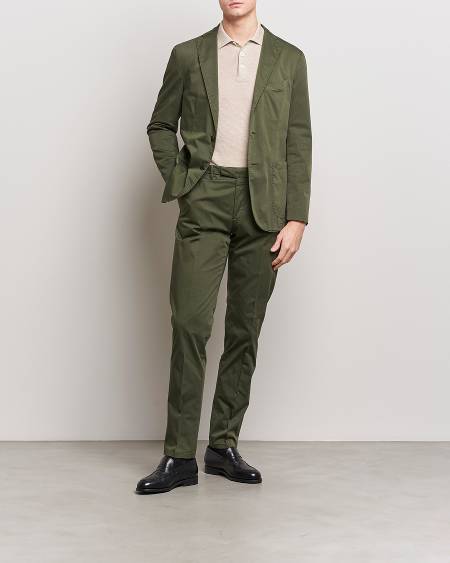 Hombres | Boglioli | Boglioli | K Jacket Cotton Satin Suit Forest Green