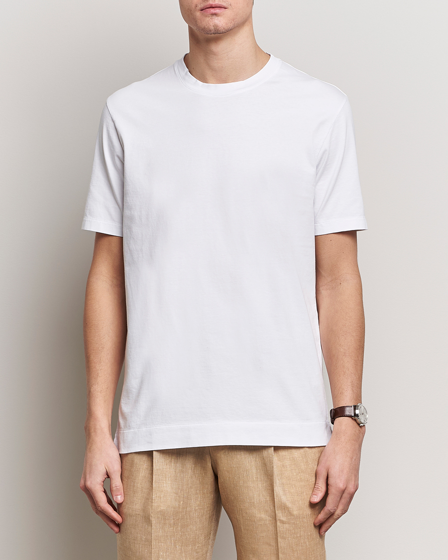 Hombres | Camisetas blancas | Boglioli | Garment Dyed T-Shirt White