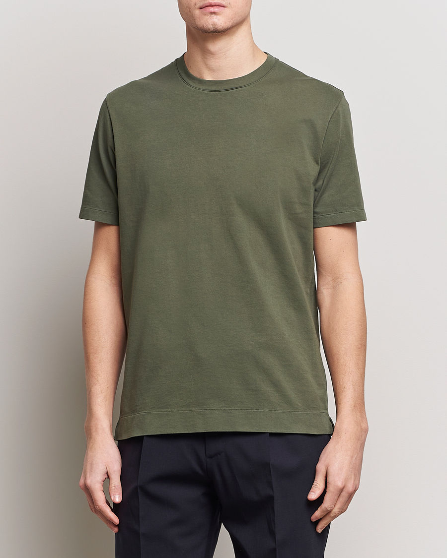 Hombres | Camisetas | Boglioli | Garment Dyed T-Shirt Forest Green