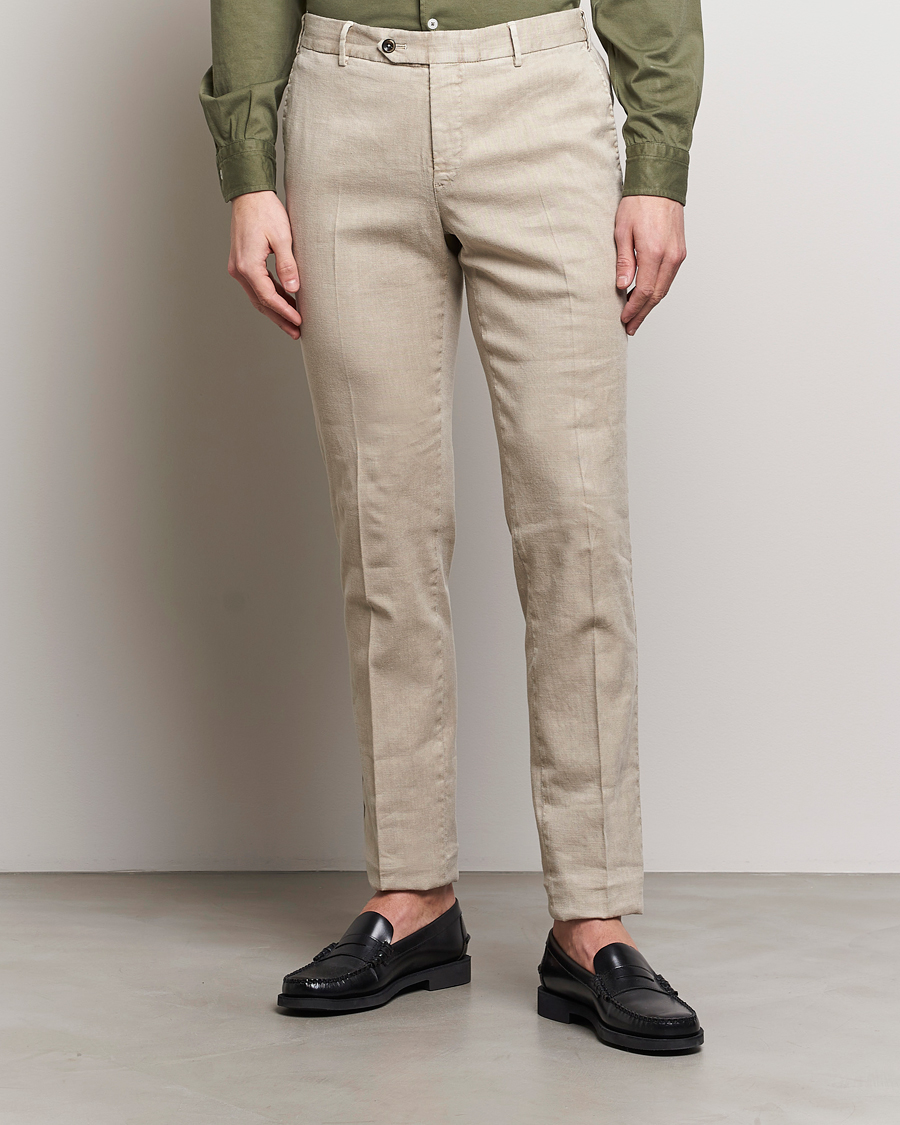 Hombres | Pantalones | PT01 | Slim Fit Linen Drawstring Pants Light Beige