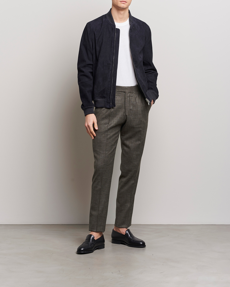Hombres | Pantalones | PT01 | Gentleman Fit Wool/Silk Trousers Dark Brown
