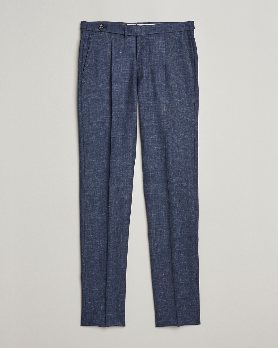 Hombres | Pantalones | PT01 | Gentleman Fit Wool/Silk Trousers Navy