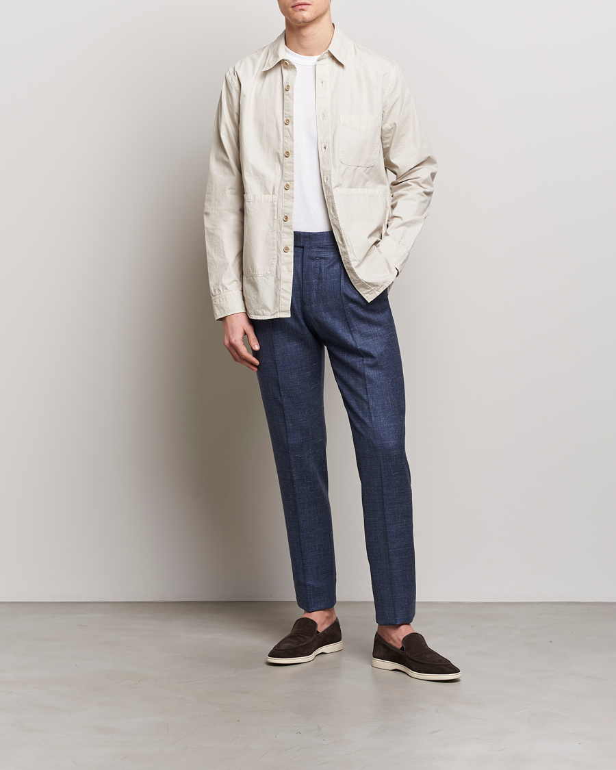 Hombres | Pantalones | PT01 | Gentleman Fit Wool/Silk Trousers Navy