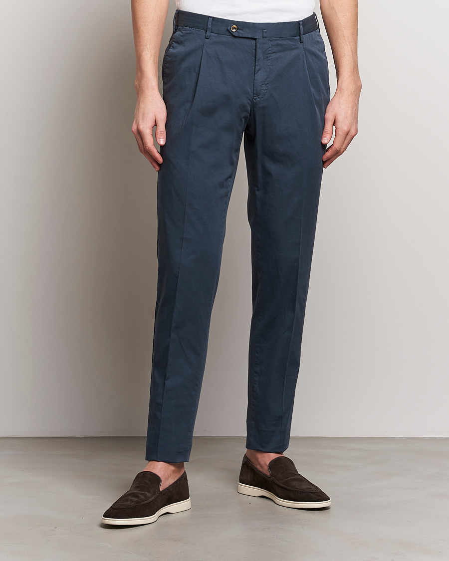 Hombres | Italian Department | PT01 | Slim Fit Garment Dyed Stretch Chinos Navy