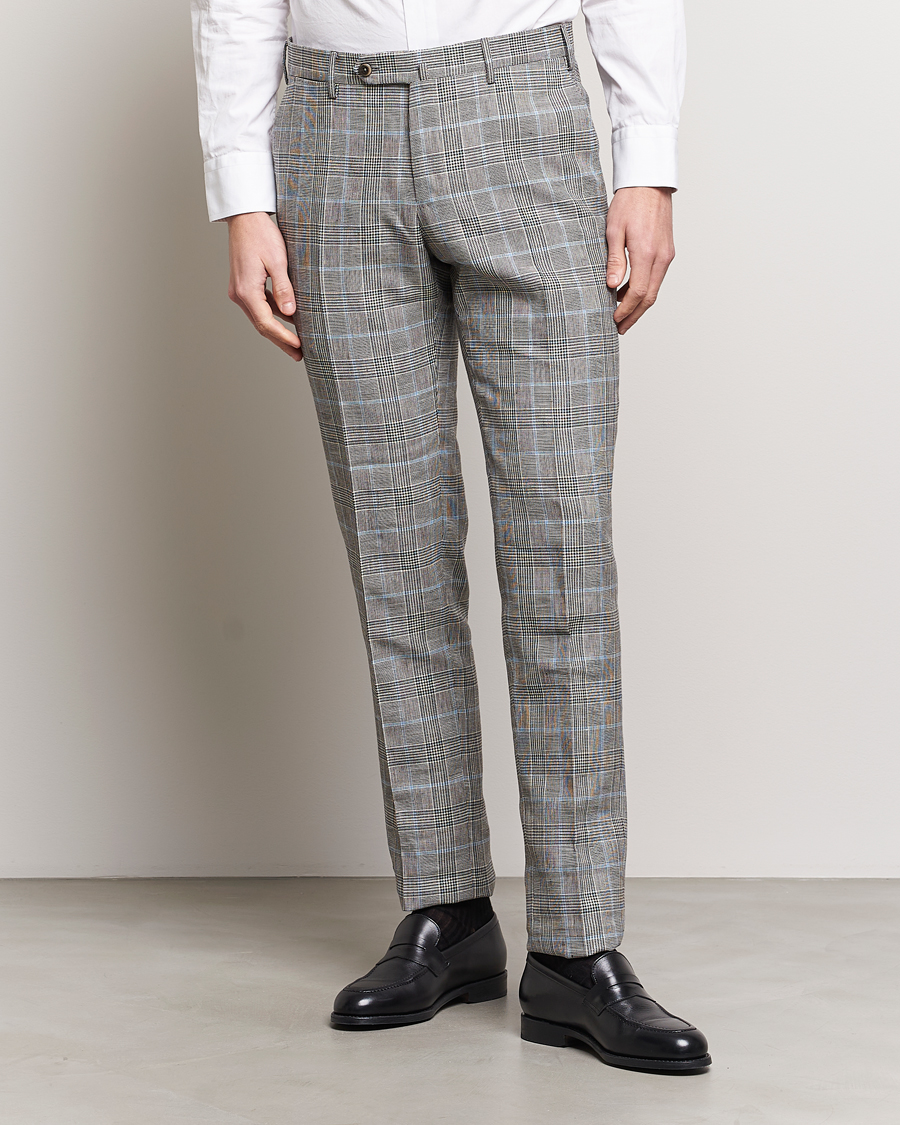 Hombres | Pantalones | PT01 | Slim Fit Glencheck Trousers Grey/Blue
