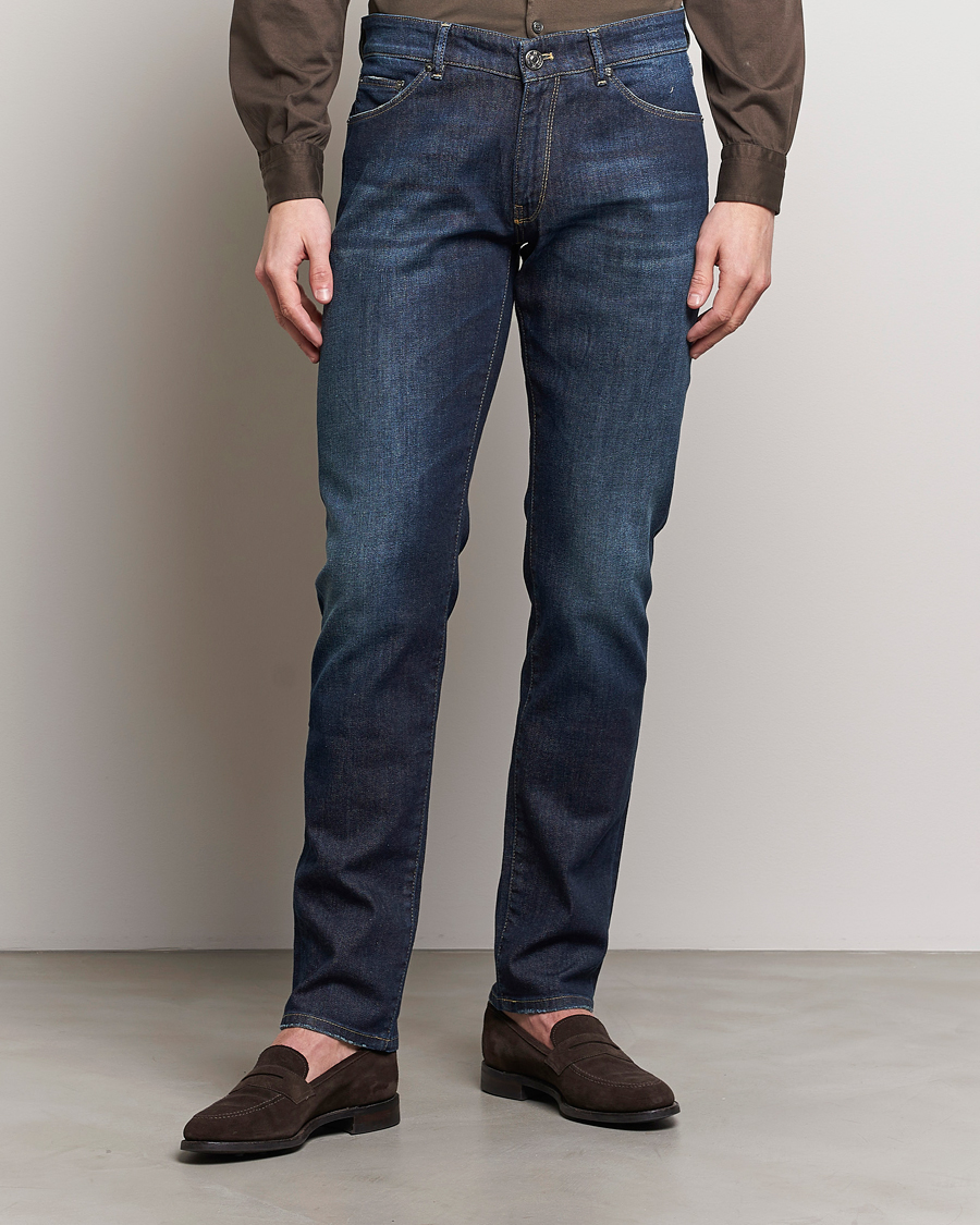 Hombres | Italian Department | PT01 | Slim Fit Stretch Jeans Dark Blue Wash