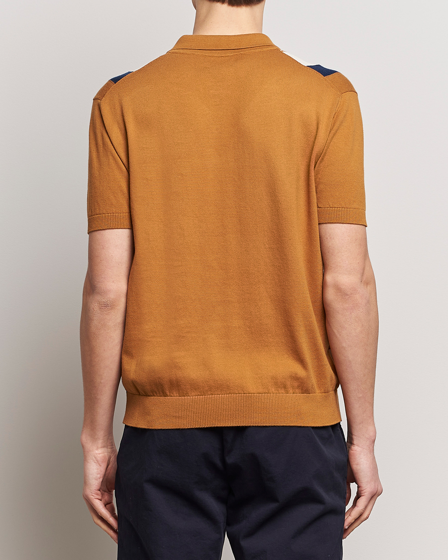Hombres | Polos | Baracuta | Stripe Knitted Short Sleeve Polo Pumpkin Spice