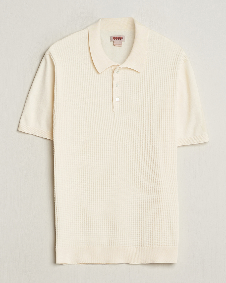 Hombres | Polos | Baracuta | Waffle Knitted Polo Ivory
