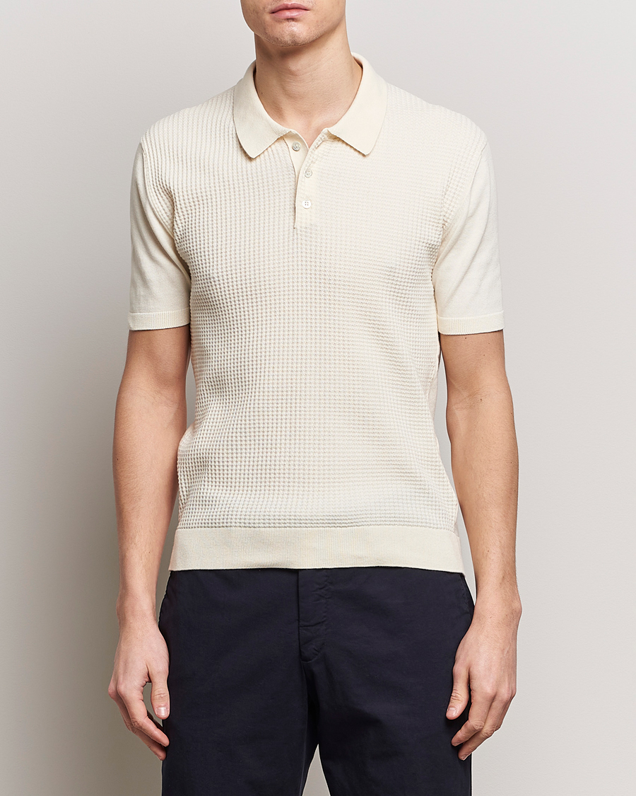 Hombres | Polos | Baracuta | Waffle Knitted Polo Ivory