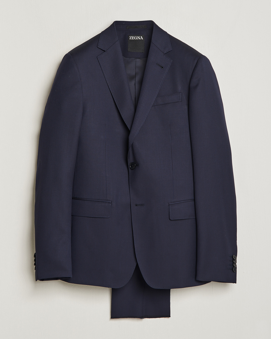 Hombres | Trajes | Zegna | Tailored Wool Striped Suit Navy