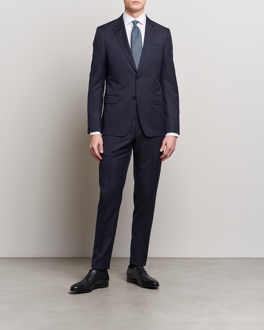 Hombres | Italian Department | Zegna | Tailored Wool Striped Suit Navy