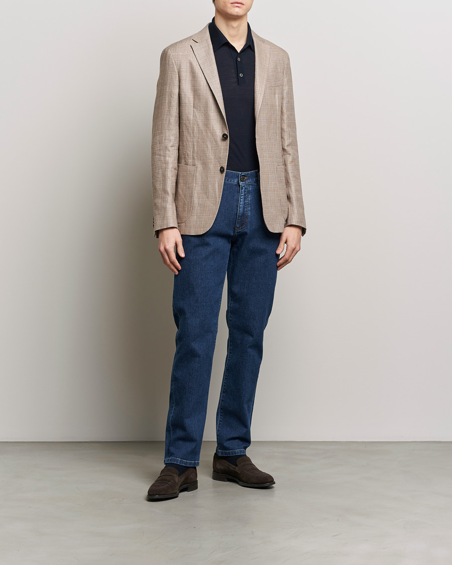 Hombres | Blazers | Zegna | Unconstructed Linen Blend Blazer Brown