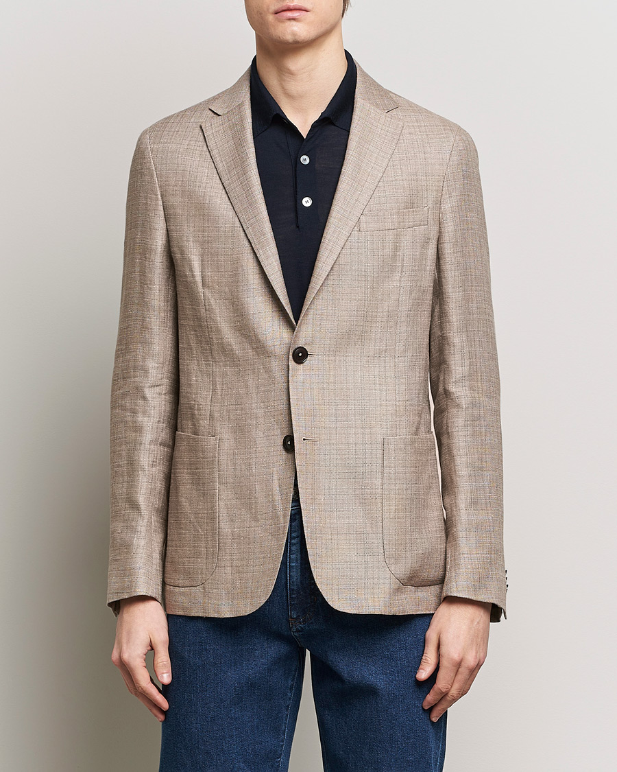 Hombres | Blazers | Zegna | Unconstructed Linen Blend Blazer Brown
