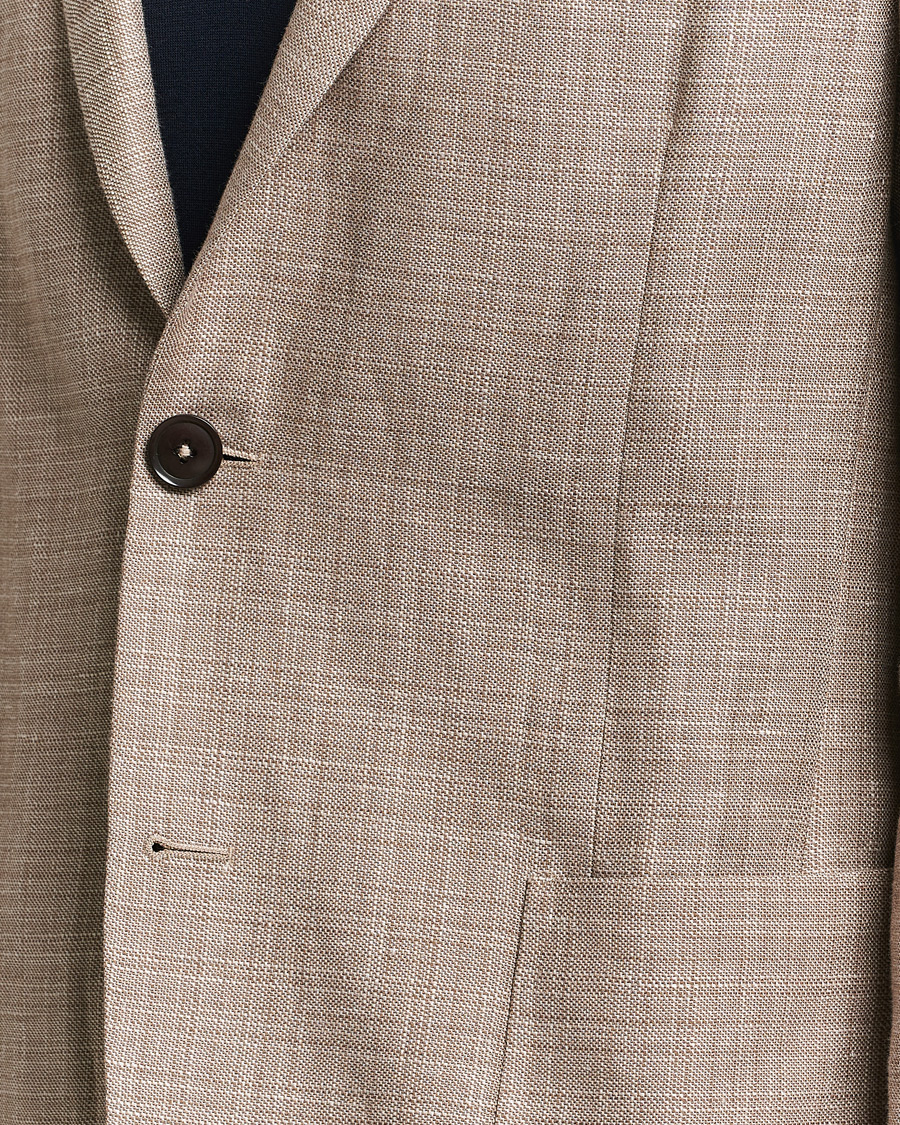 Hombres | Blazers | Zegna | Unconstructed Linen Blend Blazer Brown