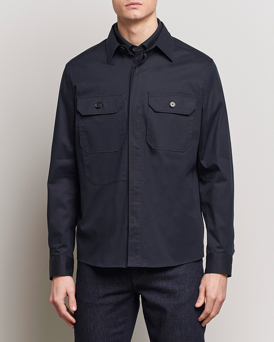 Hombres | Camisas | Zegna | Premium Cotton Overshirt Navy