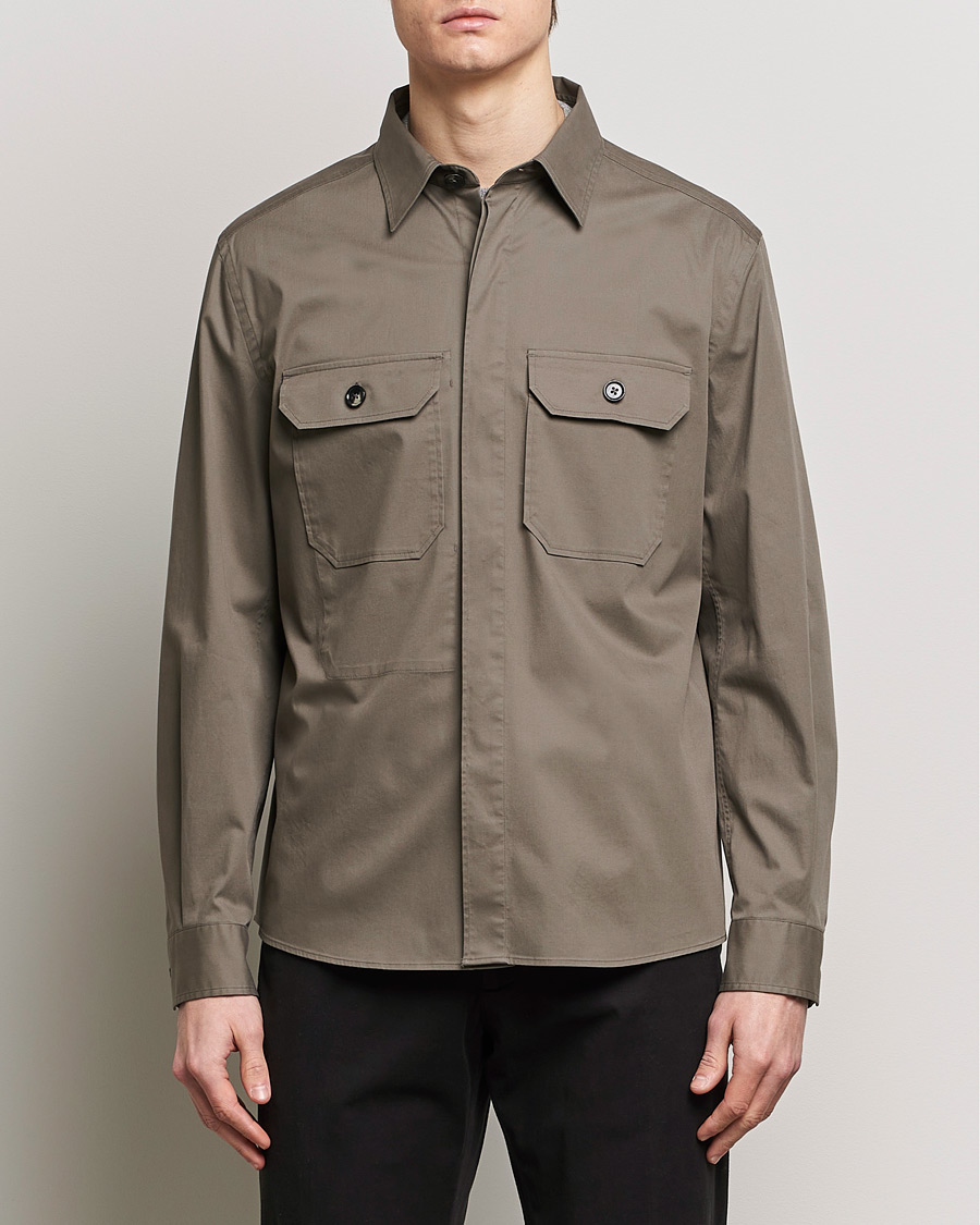 Hombres | Camisas | Zegna | Premium Cotton Overshirt Olive