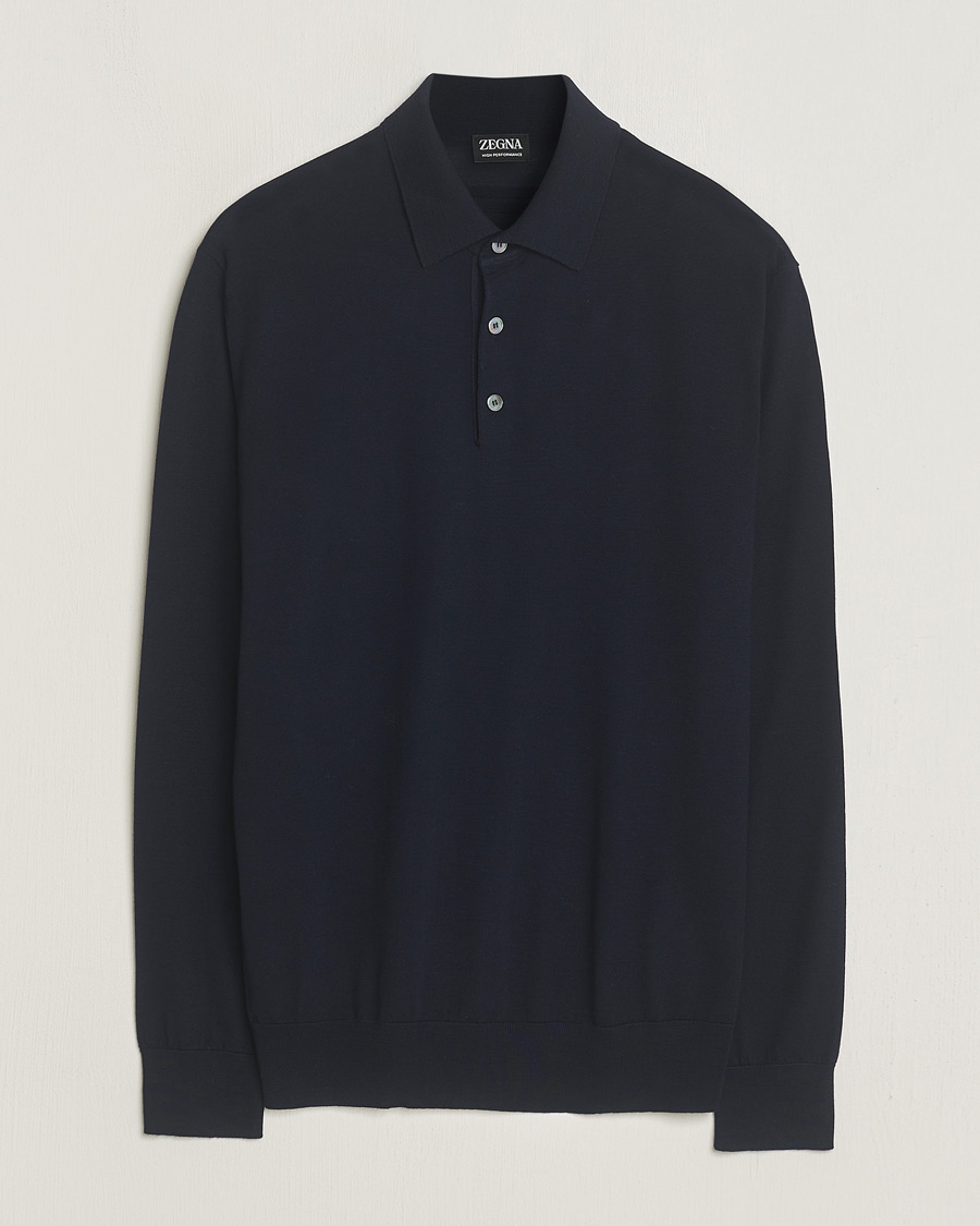 Hombres | Jerséis y prendas de punto | Zegna | High Performance Wool Polo Navy