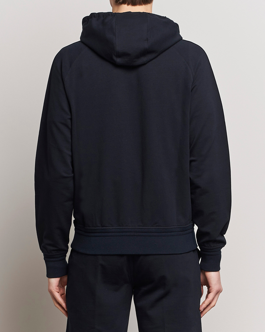 Hombres | Jerséis y prendas de punto | Zegna | Cotton Stretch Zip Hoodie Navy