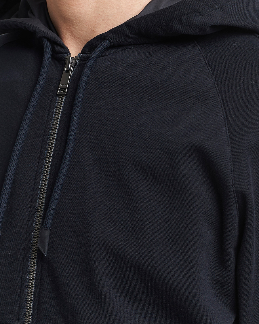 Hombres | Jerséis y prendas de punto | Zegna | Cotton Stretch Zip Hoodie Navy