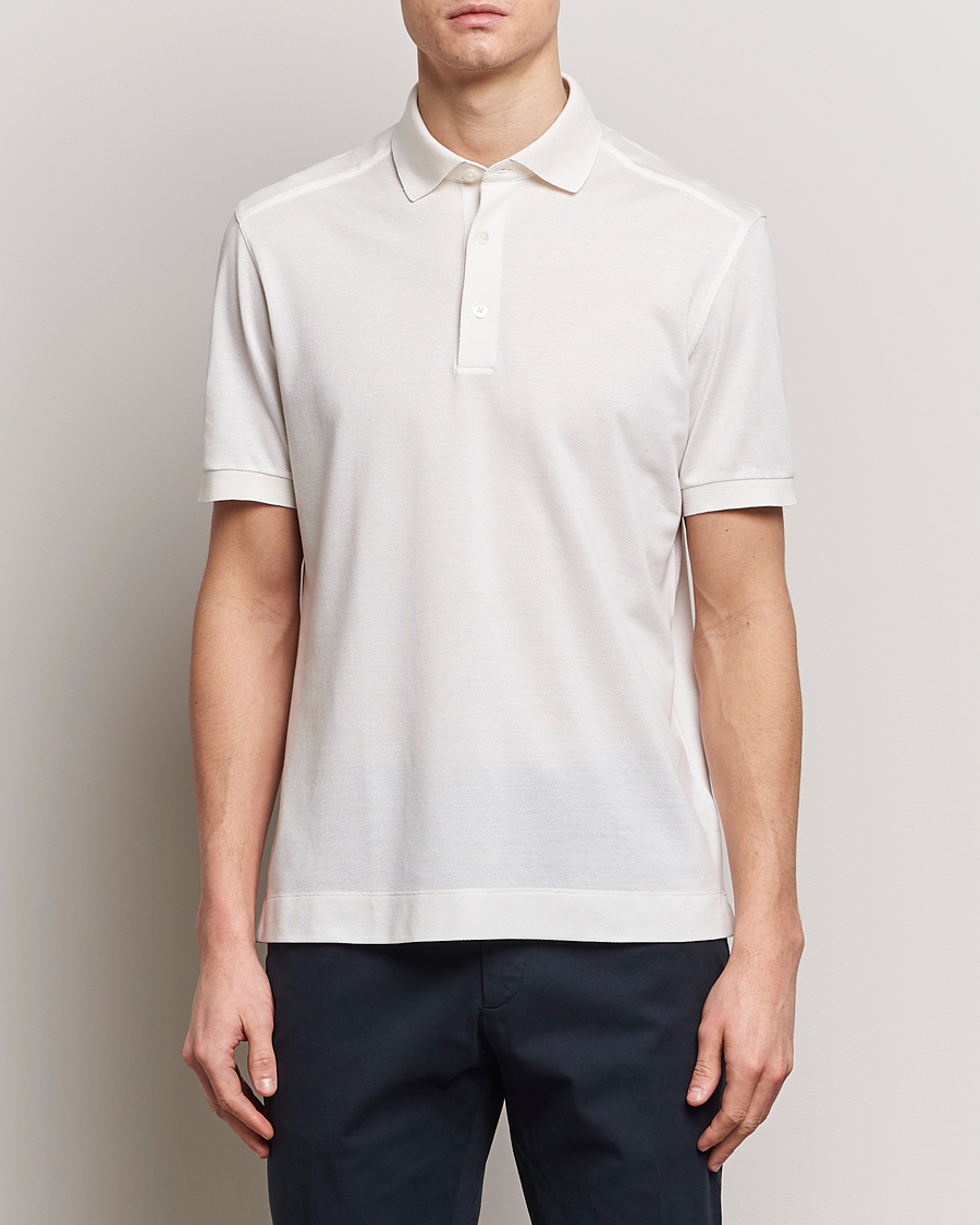 Hombres | Camisas polo de manga corta | Zegna | Cotton/Silk Polo White