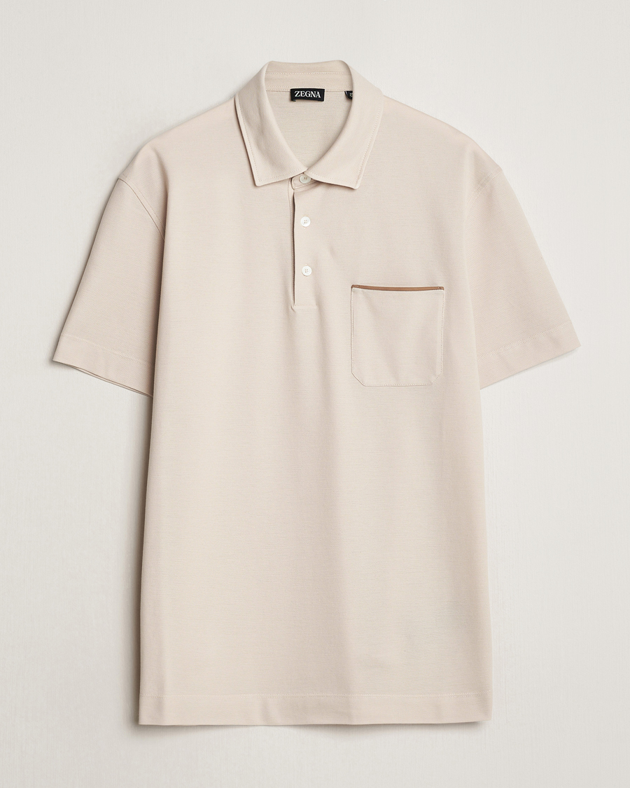 Hombres | Polos | Zegna | Short Sleeve Pocket Polo Beige