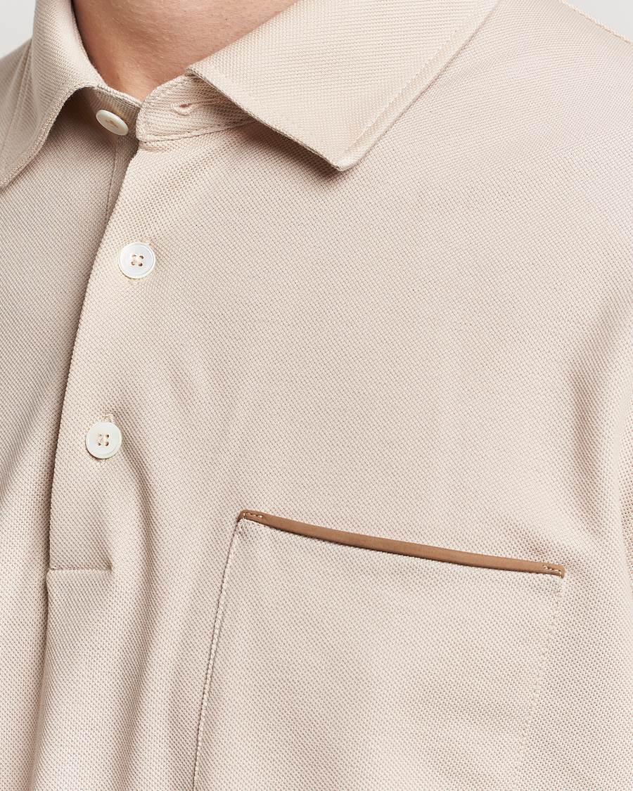 Hombres | Polos | Zegna | Short Sleeve Pocket Polo Beige