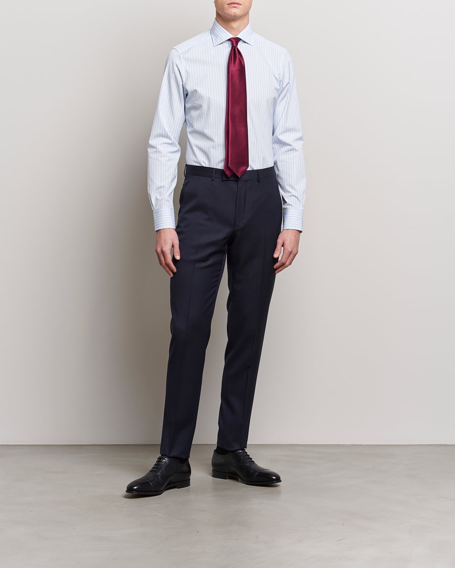 Hombres | Italian Department | Zegna | Slim Fit Dress Shirt Light Blue Stripe