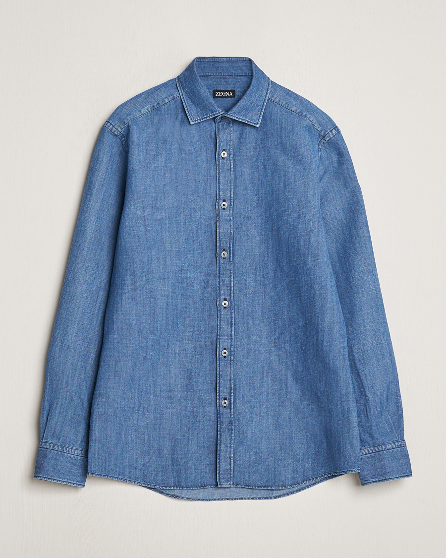 Hombres | Camisas | Zegna | Slim Fit Denim Shirt Stone Wash
