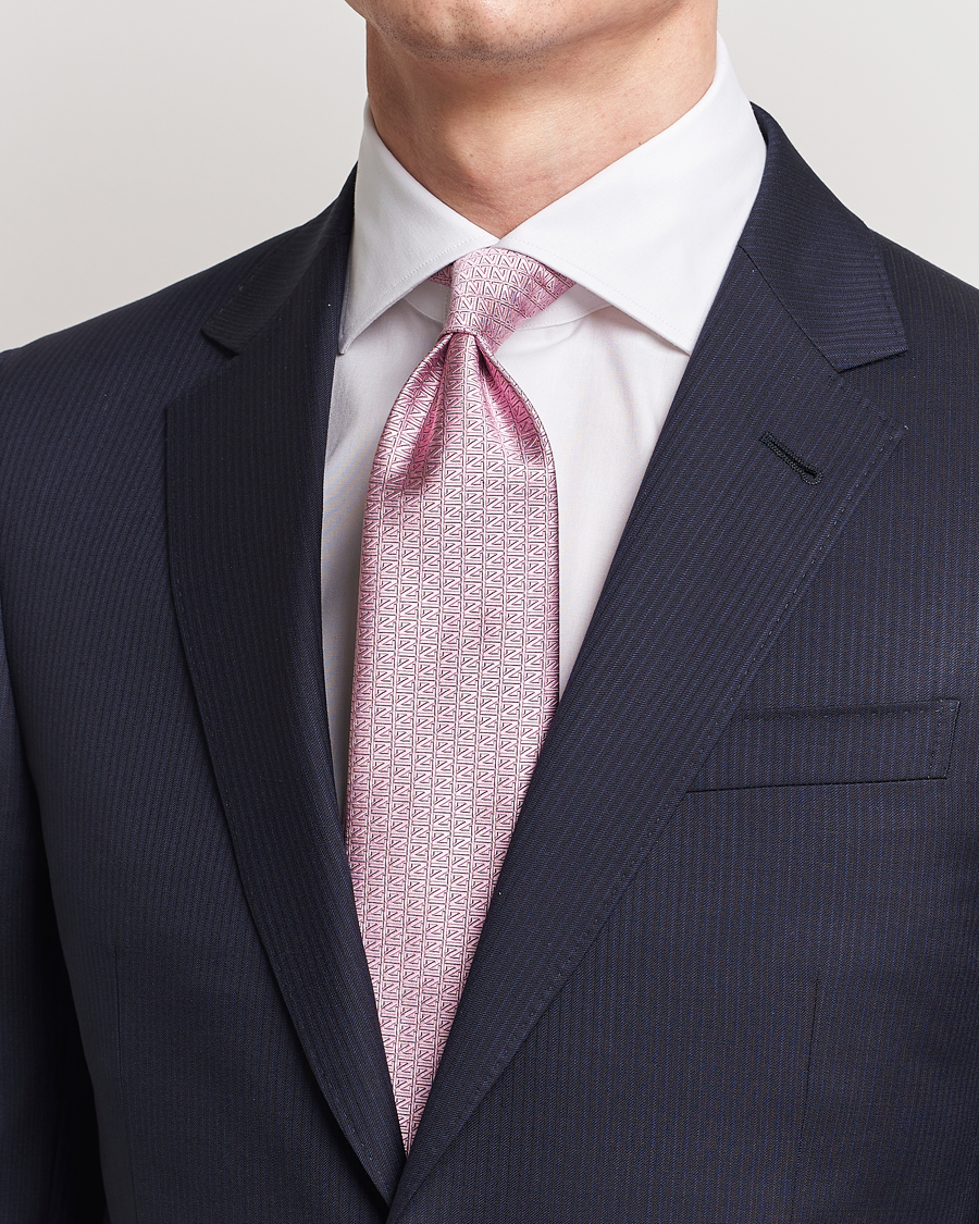 Hombres | Zegna Monogram Silk Tie Pink | Zegna | Monogram Silk Tie Pink