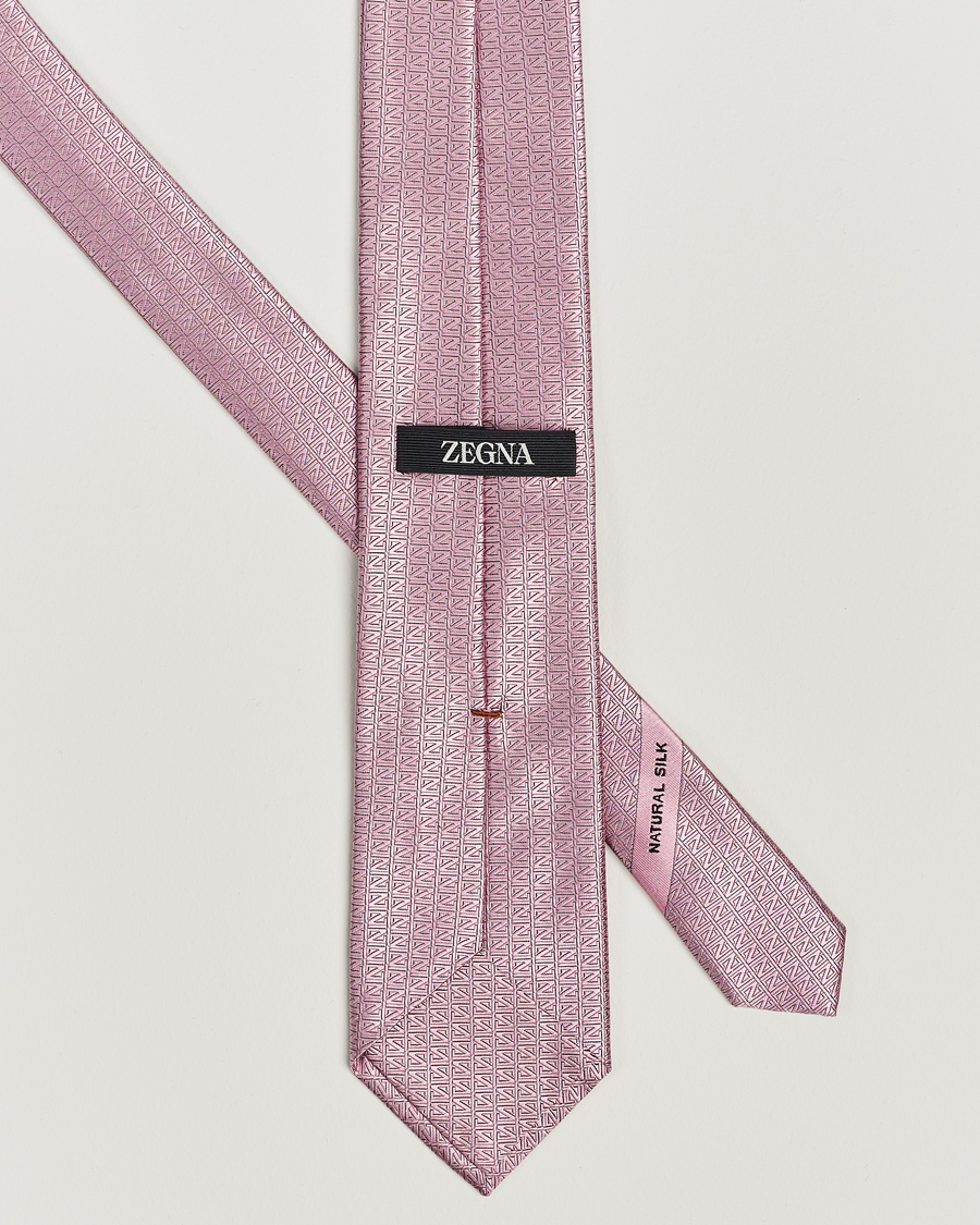Hombres | Zegna Monogram Silk Tie Pink | Zegna | Monogram Silk Tie Pink