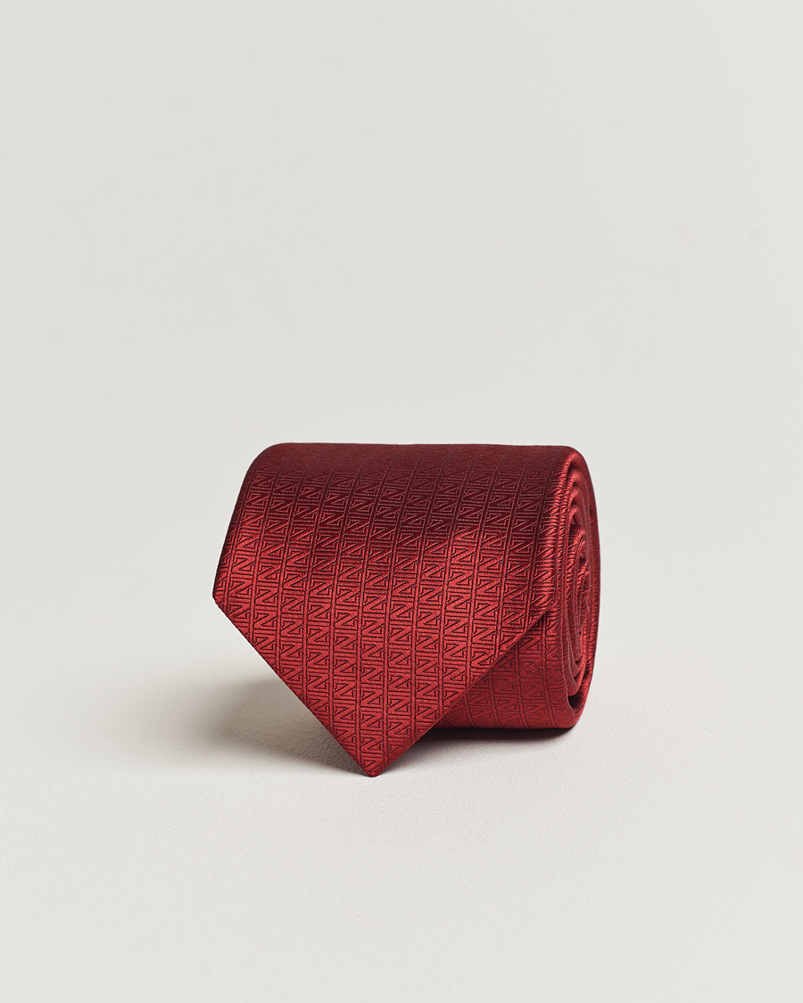 Hombres | Zegna Monogram Silk Tie Red | Zegna | Monogram Silk Tie Red