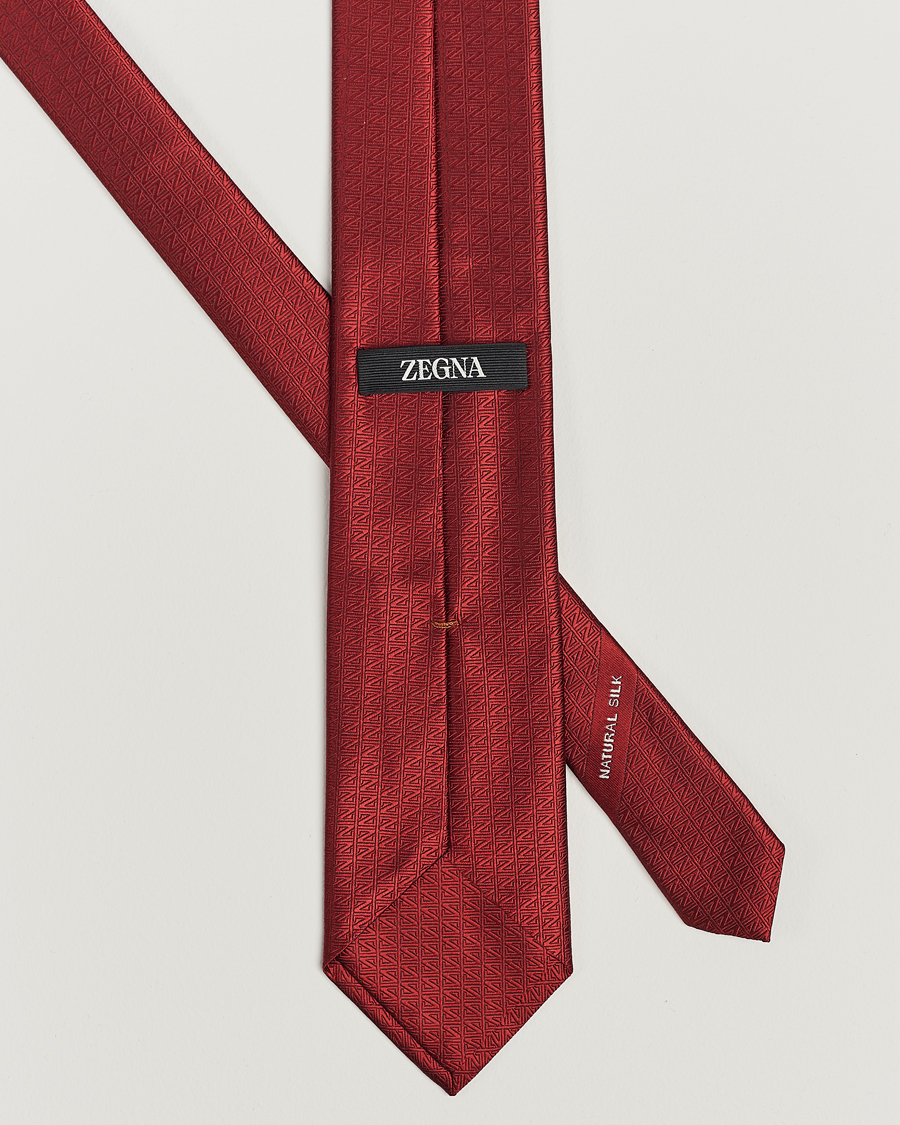 Hombres | Zegna Monogram Silk Tie Red | Zegna | Monogram Silk Tie Red