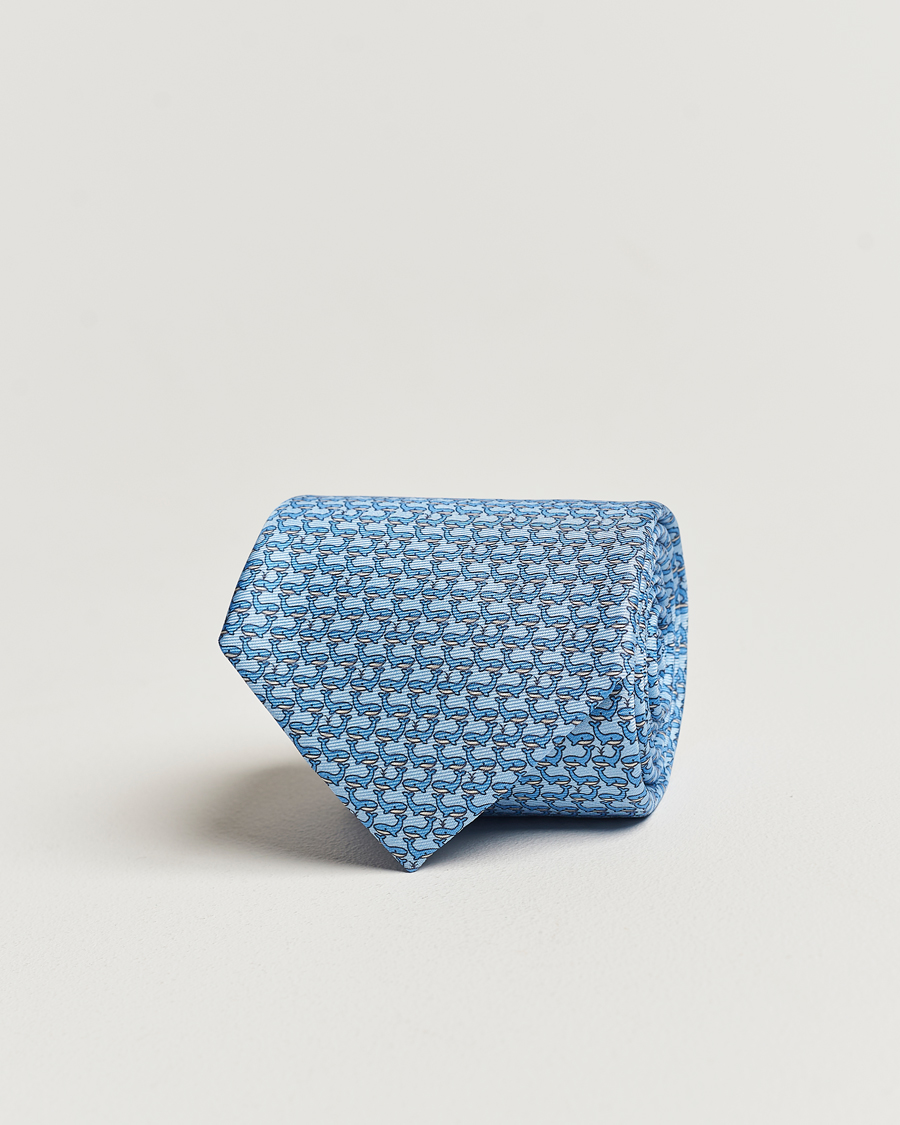Hombres | Zegna Animal Print Silk Tie Light Blue | Zegna | Animal Print Silk Tie Light Blue