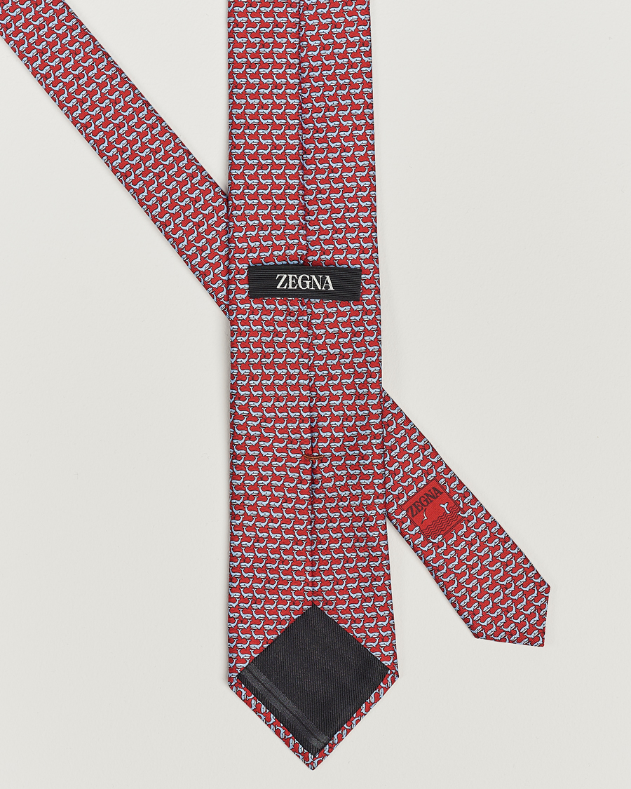 Hombres | Zegna Animal Print Silk Tie Red | Zegna | Animal Print Silk Tie Red