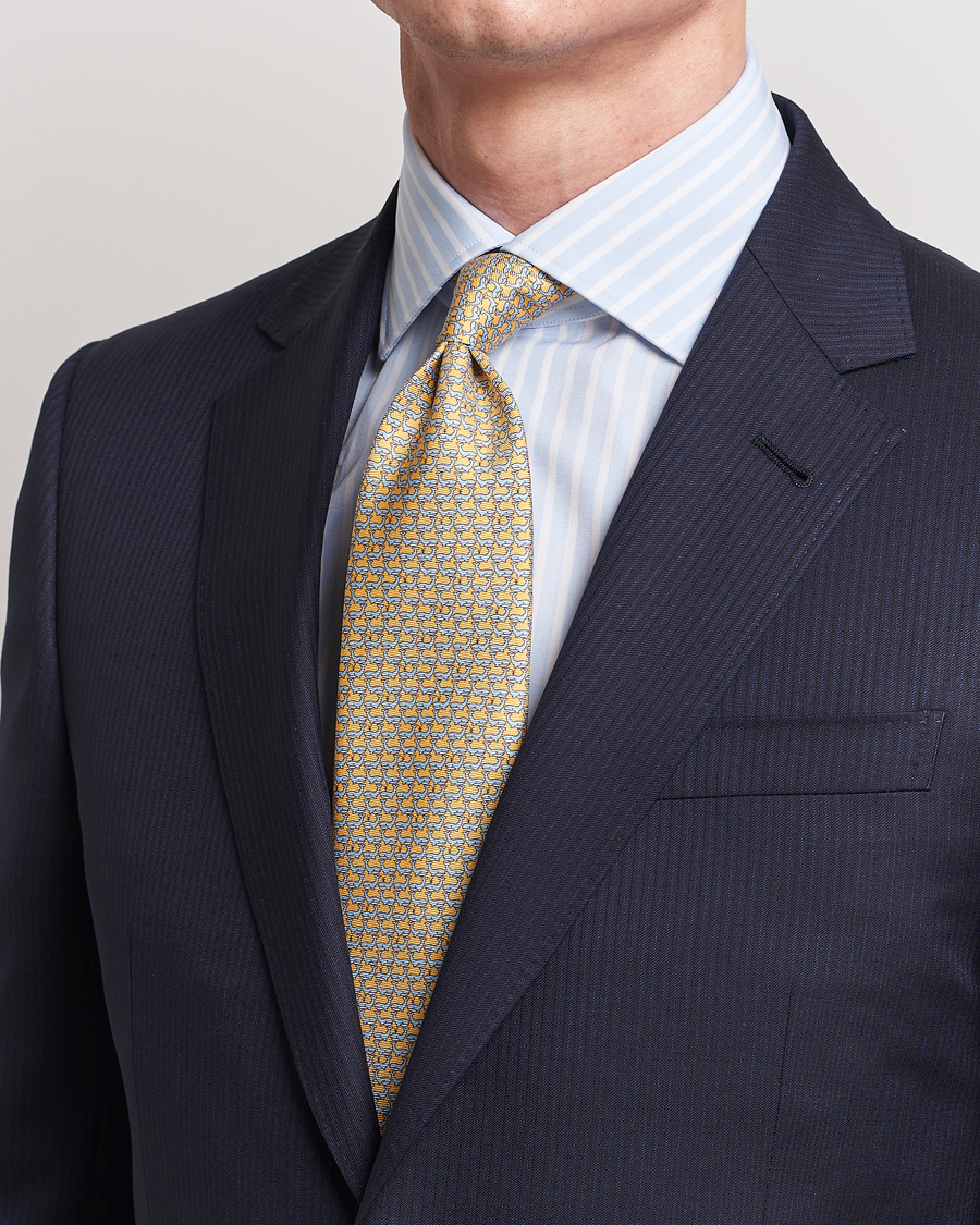 Hombres | Zegna Animal Print Silk Tie Yellow | Zegna | Animal Print Silk Tie Yellow