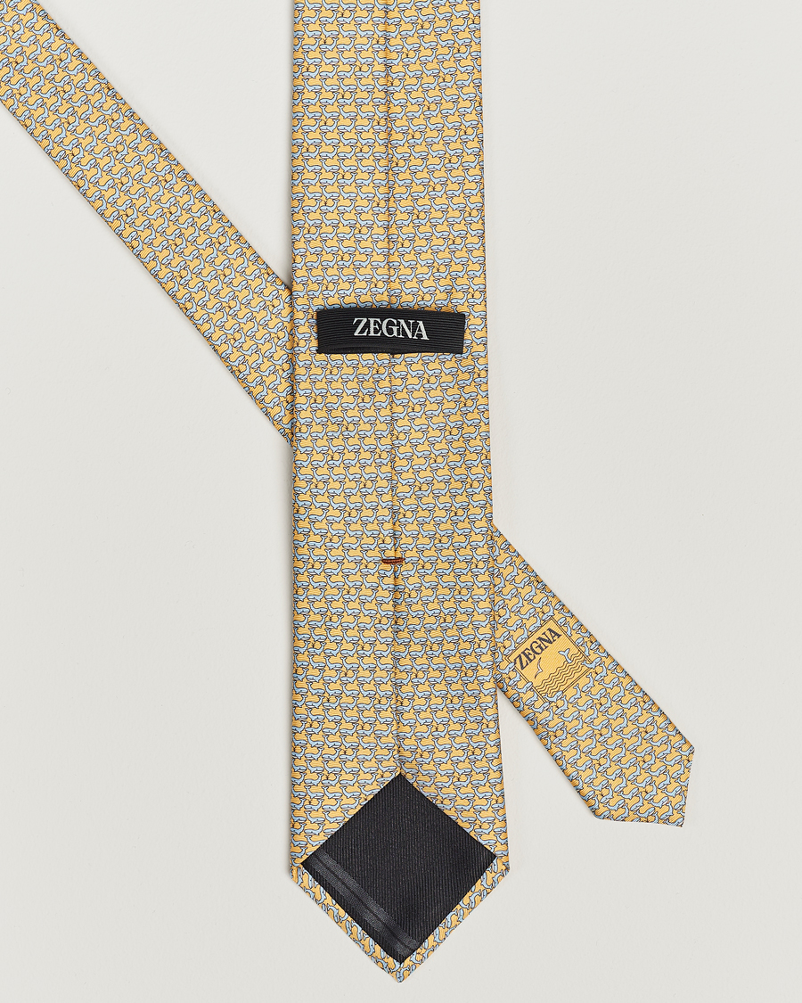 Hombres | Zegna Animal Print Silk Tie Yellow | Zegna | Animal Print Silk Tie Yellow