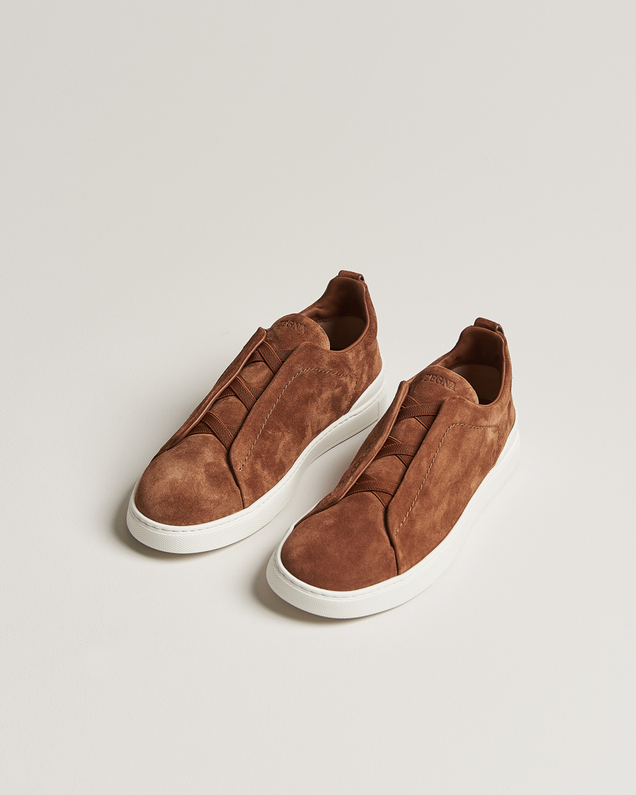 Hombres | Italian Department | Zegna | Triple Stitch Sneakers Brown Suede