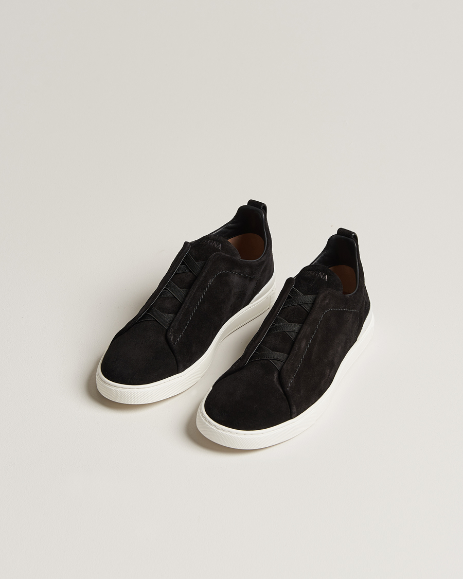 Hombres | Italian Department | Zegna | Triple Stitch Sneakers Black Suede