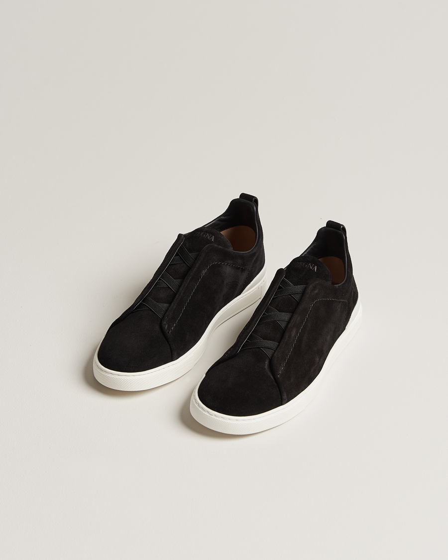 Hombres | Zegna Triple Stitch Sneakers Black Suede | Zegna | Triple Stitch Sneakers Black Suede
