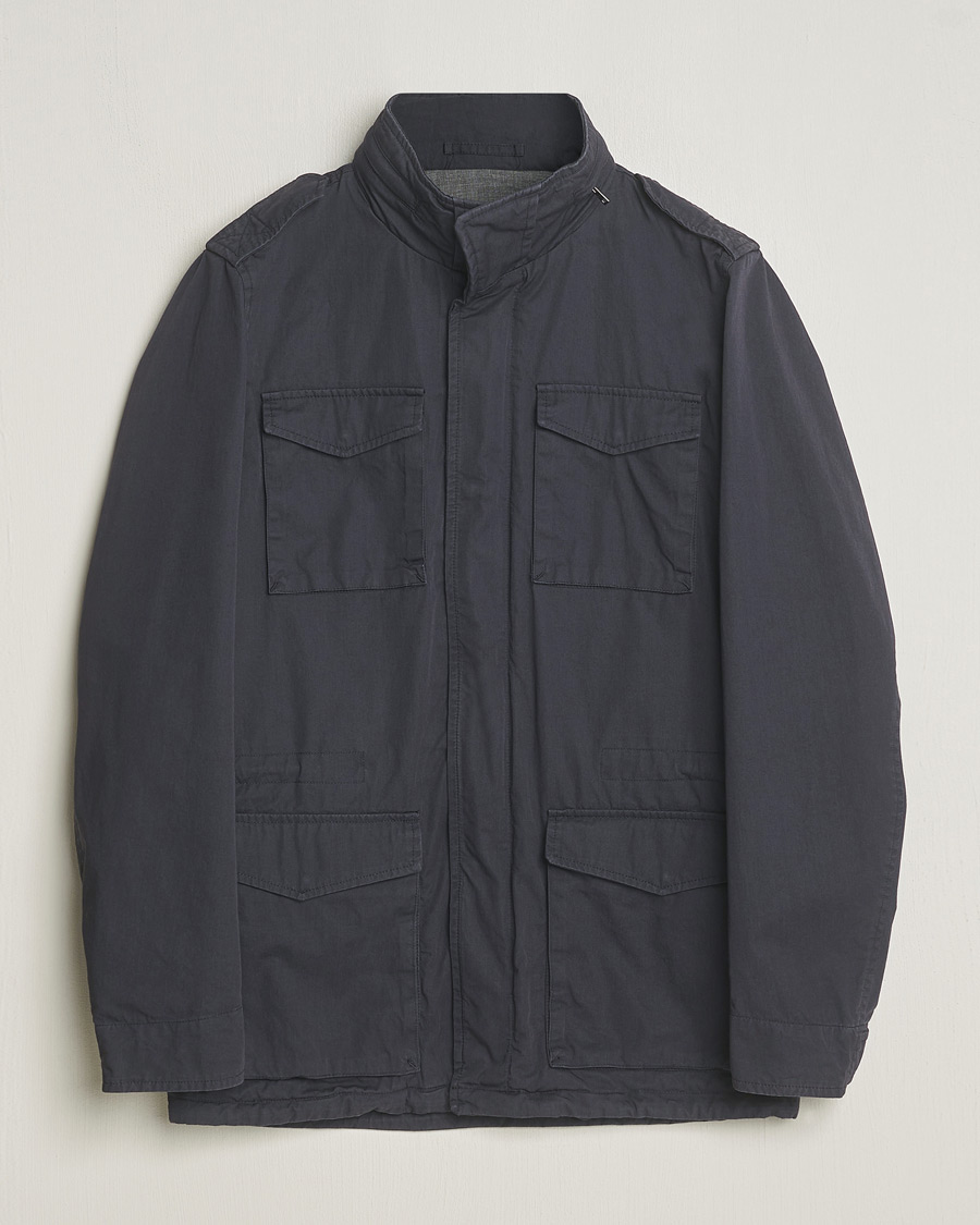 Hombres | Abrigos y chaquetas | Herno | Washed Cotton Field Jacket Navy