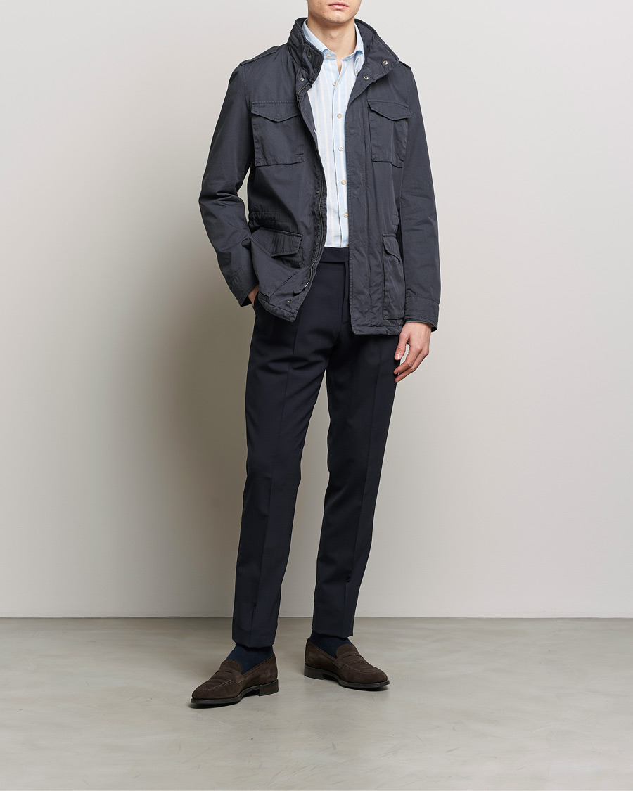 Hombres | Abrigos y chaquetas | Herno | Washed Cotton Field Jacket Navy