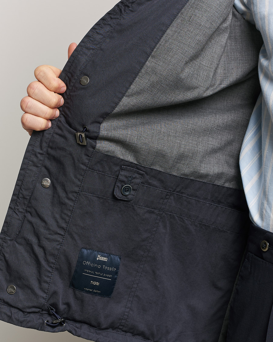 Hombres | Abrigos y chaquetas | Herno | Washed Cotton Field Jacket Navy