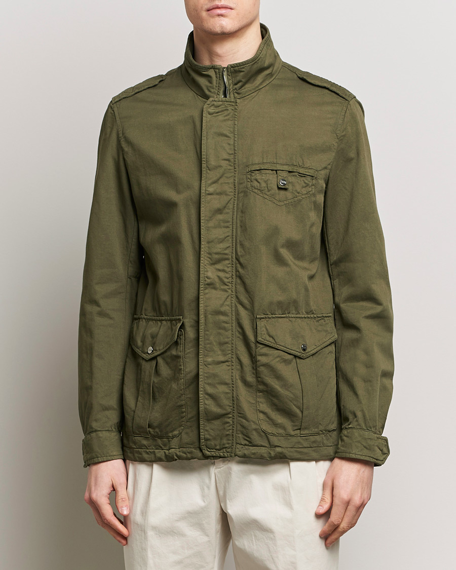 Hombres | Abrigos y chaquetas | Herno | Washed Cotton/Linen Field Jacket Military