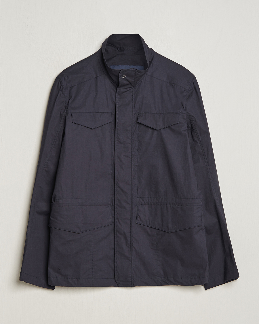 Hombres | Abrigos y chaquetas | Herno | Lightwieght Cotton Field Jacket Navy