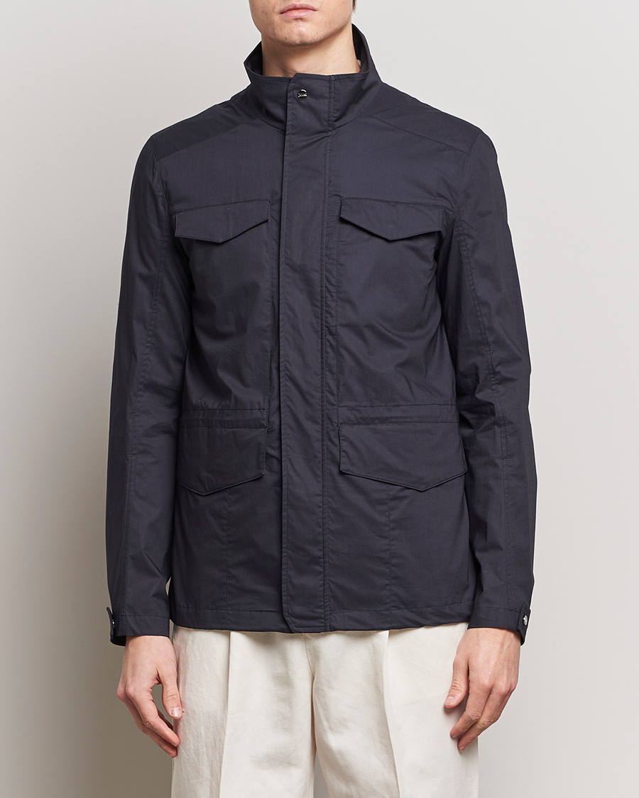 Hombres | Abrigos y chaquetas | Herno | Lightwieght Cotton Field Jacket Navy
