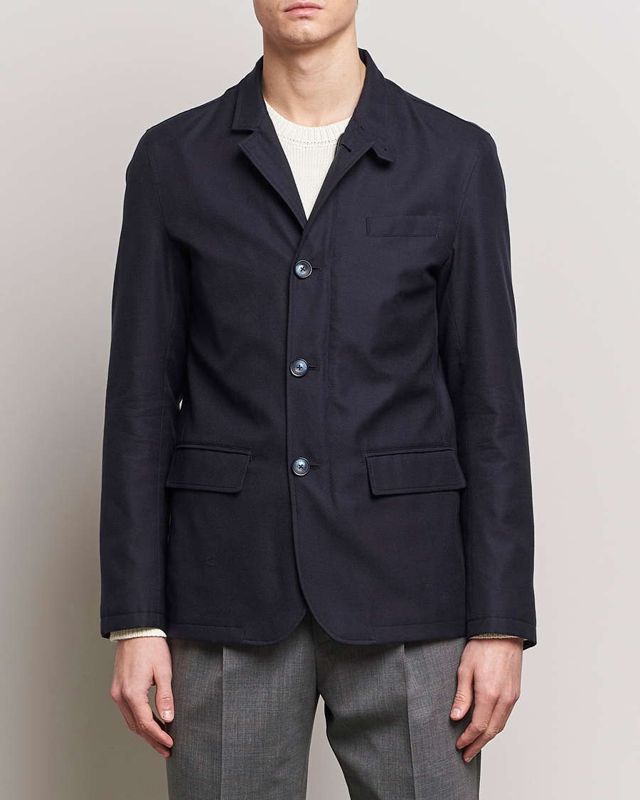 Hombres | Italian Department | Herno | Cotton/Cashmere City Jacket Navy